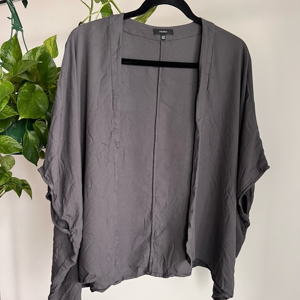 Talula Gray Open Front Short Kimono